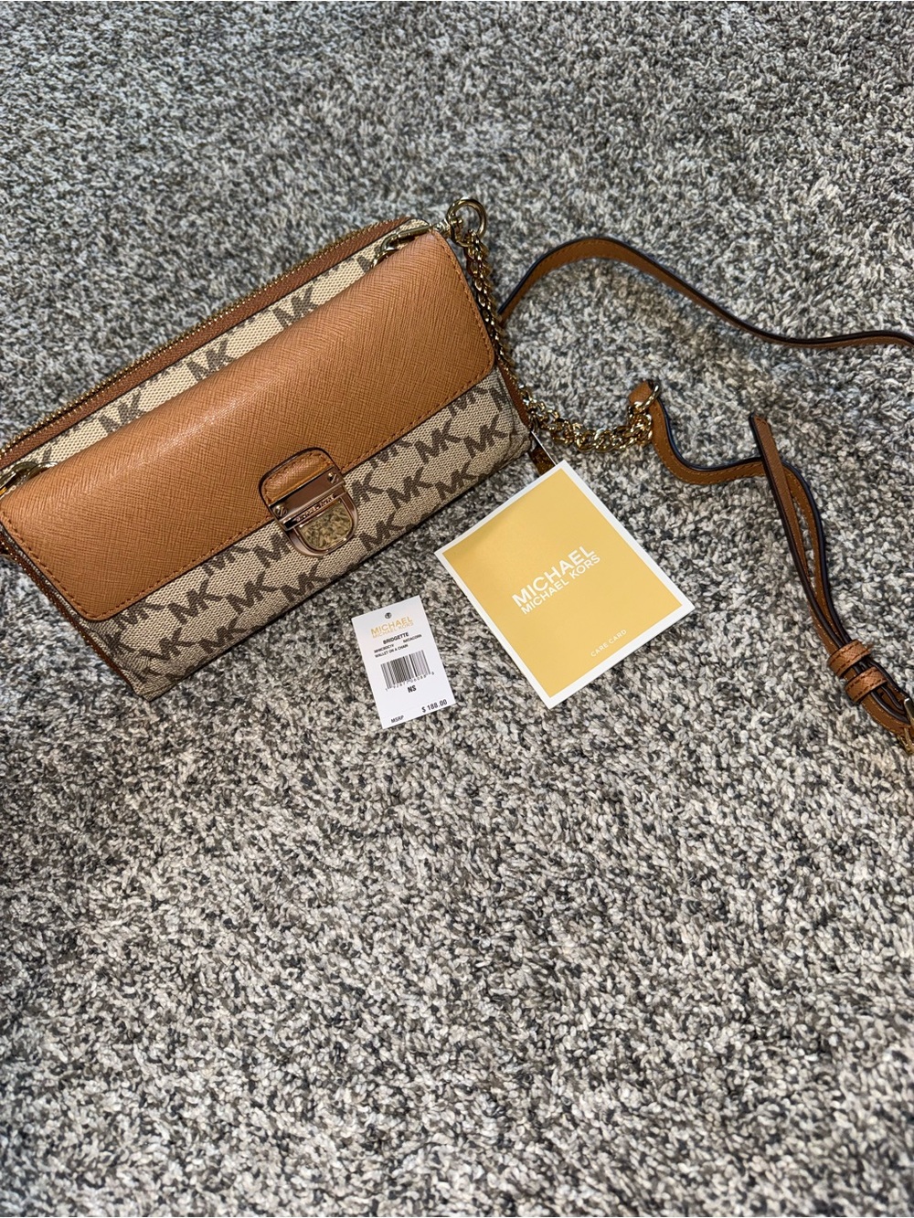 MICHAEL Michael Kors Bridgette Tan Saffiano Leather Crossbody Wallet